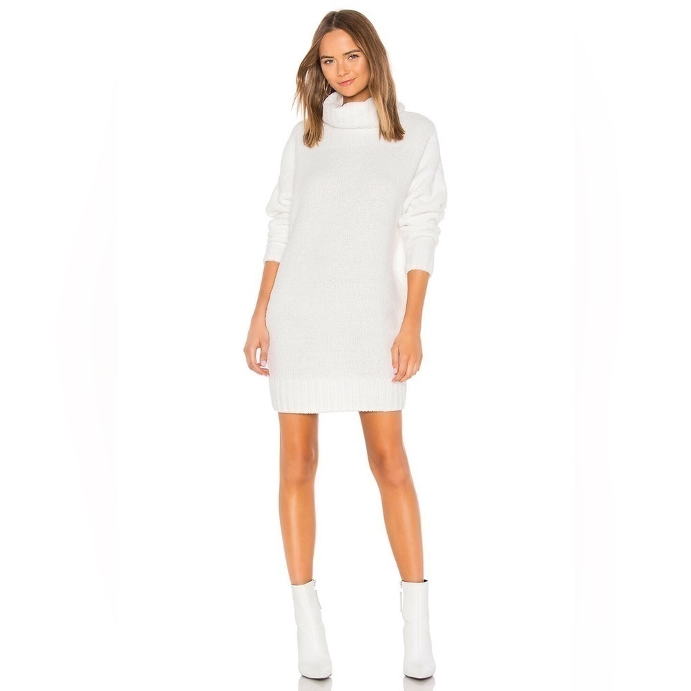NWT ATM Anthony Thomas Melillo Chalk Turtleneck Chenille Sweater Dress